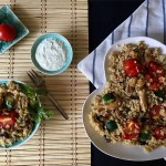 Zöldséges-Csirkés Bulgur Tzatzikivel